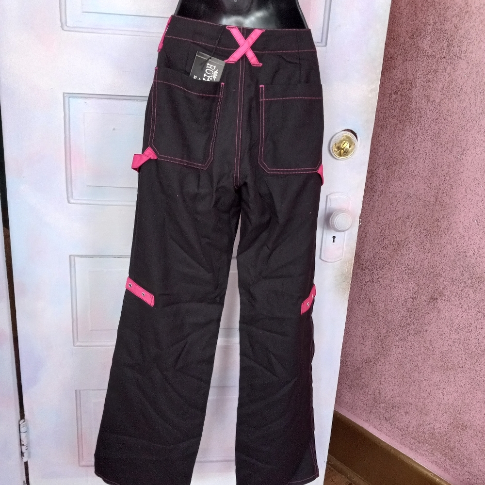 Tripp sister brand Royal Bones nwt mall-goth blk&pink corset thigh wideleg pants - Picture 6 of 8